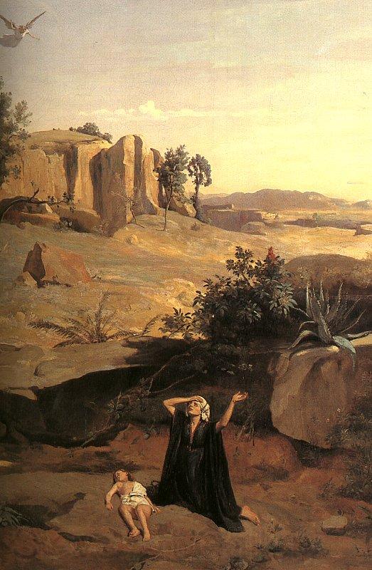  Jean Baptiste Camille  Corot Hagar in the Wilderness France oil painting art